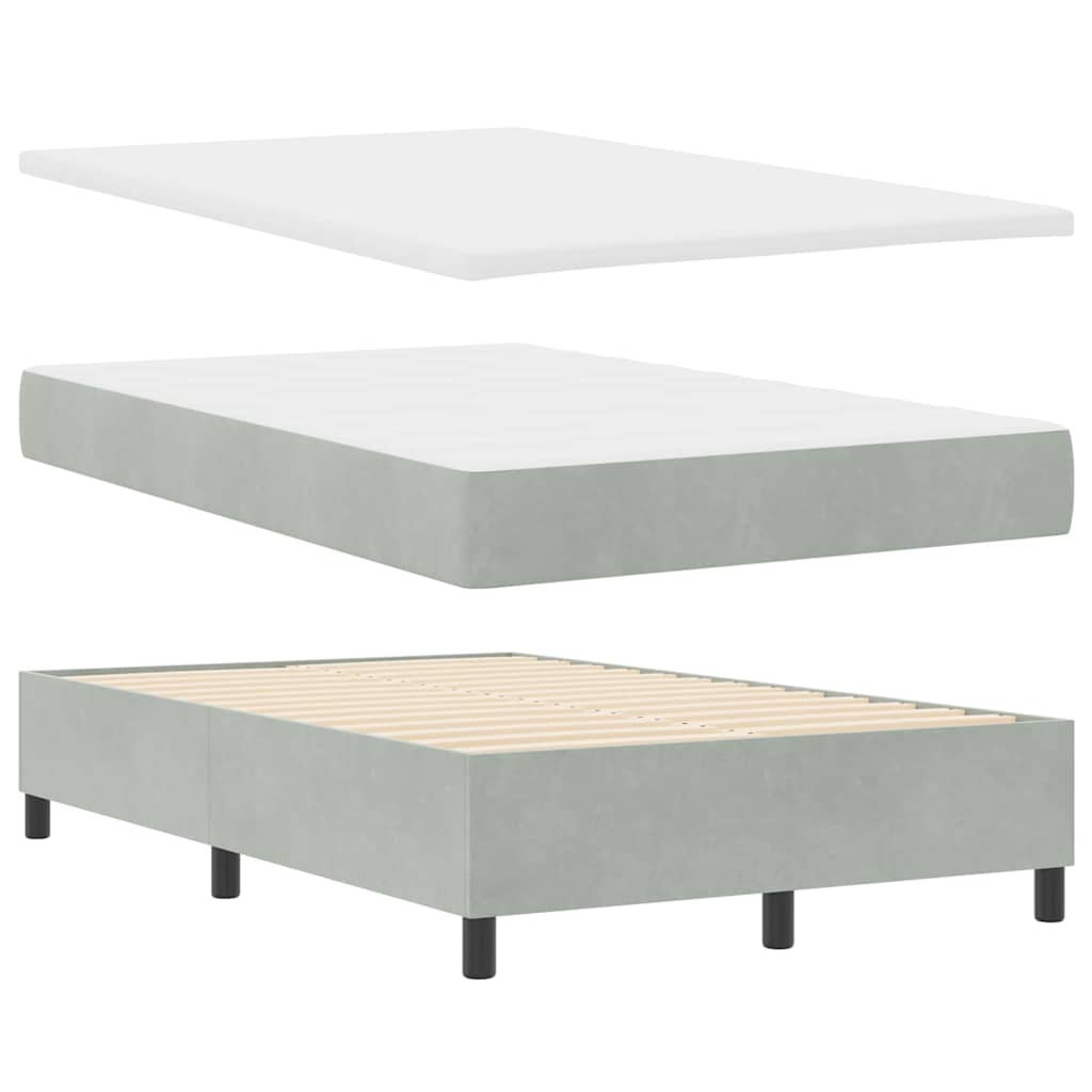 Postel S Boxspringem S Čelo Světle Šedá 200 X 120 Cm Samet