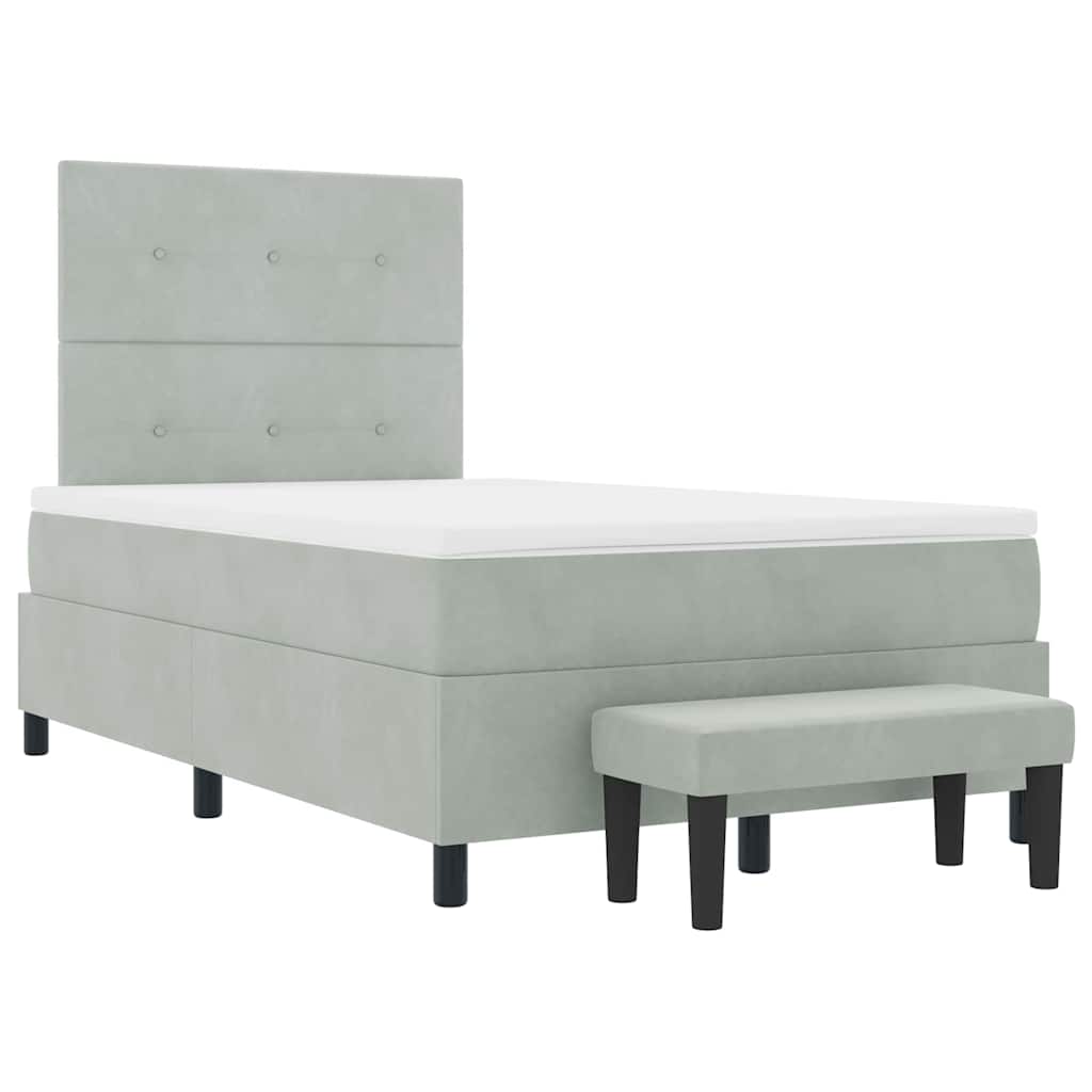 Postel S Boxspringem S Čelo Světle Šedá 200 X 120 Cm Samet