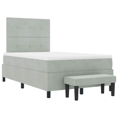 Postel S Boxspringem S Čelo Světle Šedá 200 X 120 Cm Samet