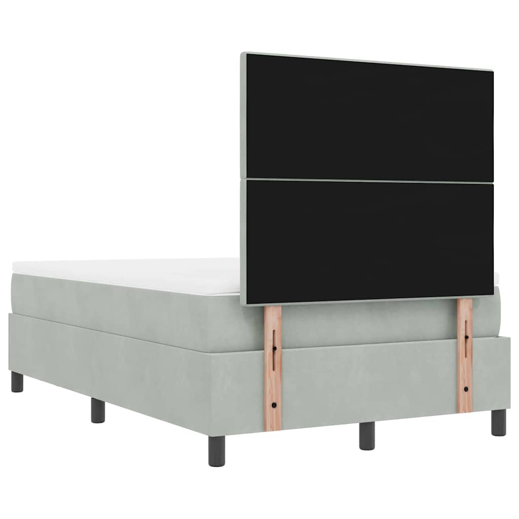 Postel S Boxspringem S Čelo Světle Šedá 200 X 120 Cm Samet