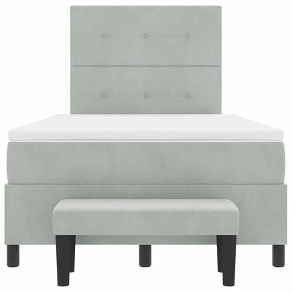Postel S Boxspringem S Čelo Světle Šedá 200 X 120 Cm Samet