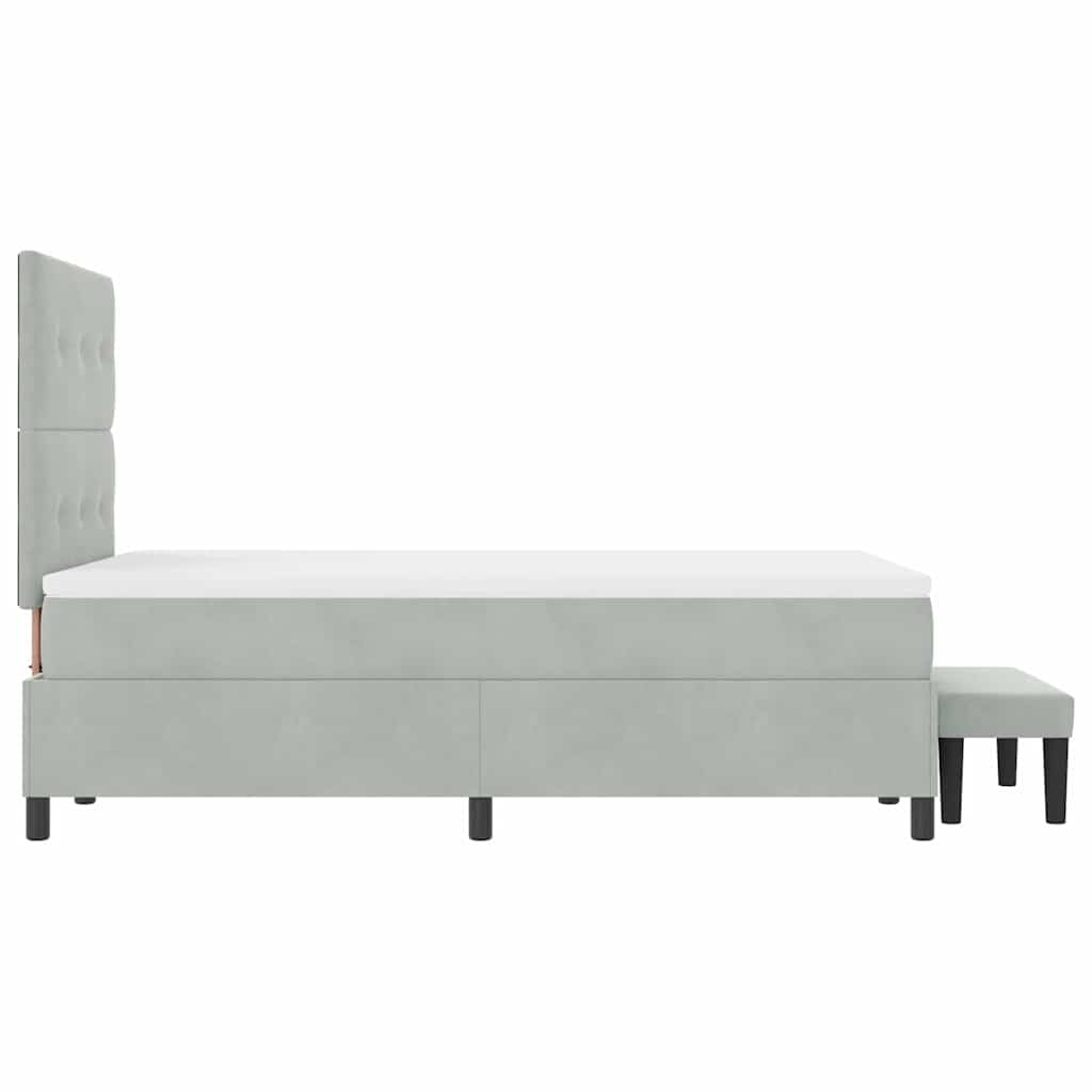 Postel S Boxspringem S Čelo Světle Šedá 200 X 120 Cm Samet