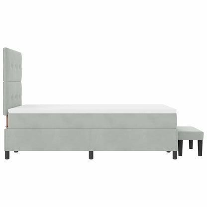 Postel S Boxspringem S Čelo Světle Šedá 200 X 120 Cm Samet