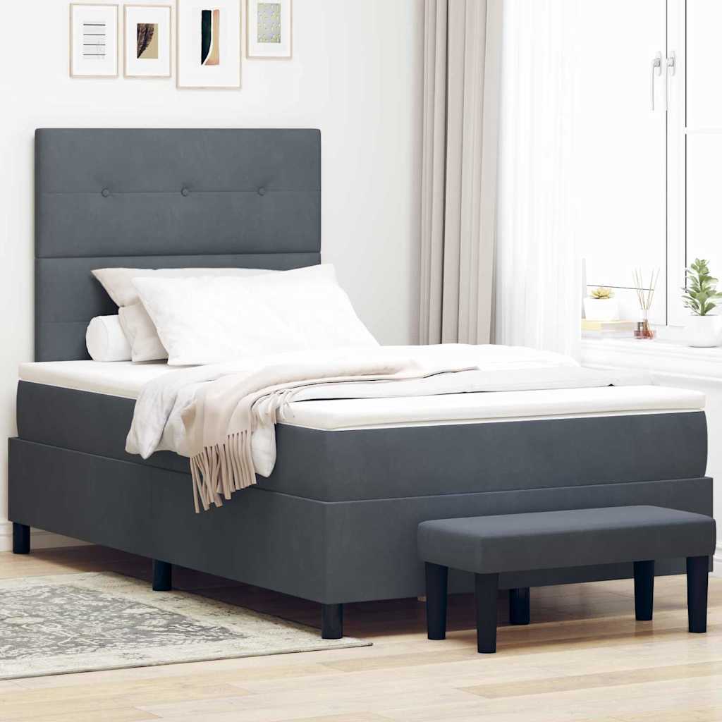 Postel S Boxspringem S Čelo Tmavě Šedá 200 X 120 Cm Samet