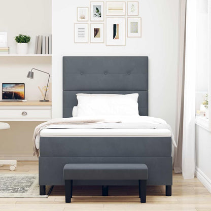 Postel S Boxspringem S Čelo Tmavě Šedá 200 X 120 Cm Samet