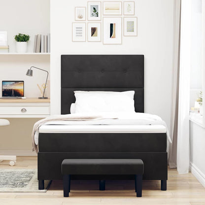 Postel S Boxspringem S Čelo Černá 200 X 120 Cm Samet