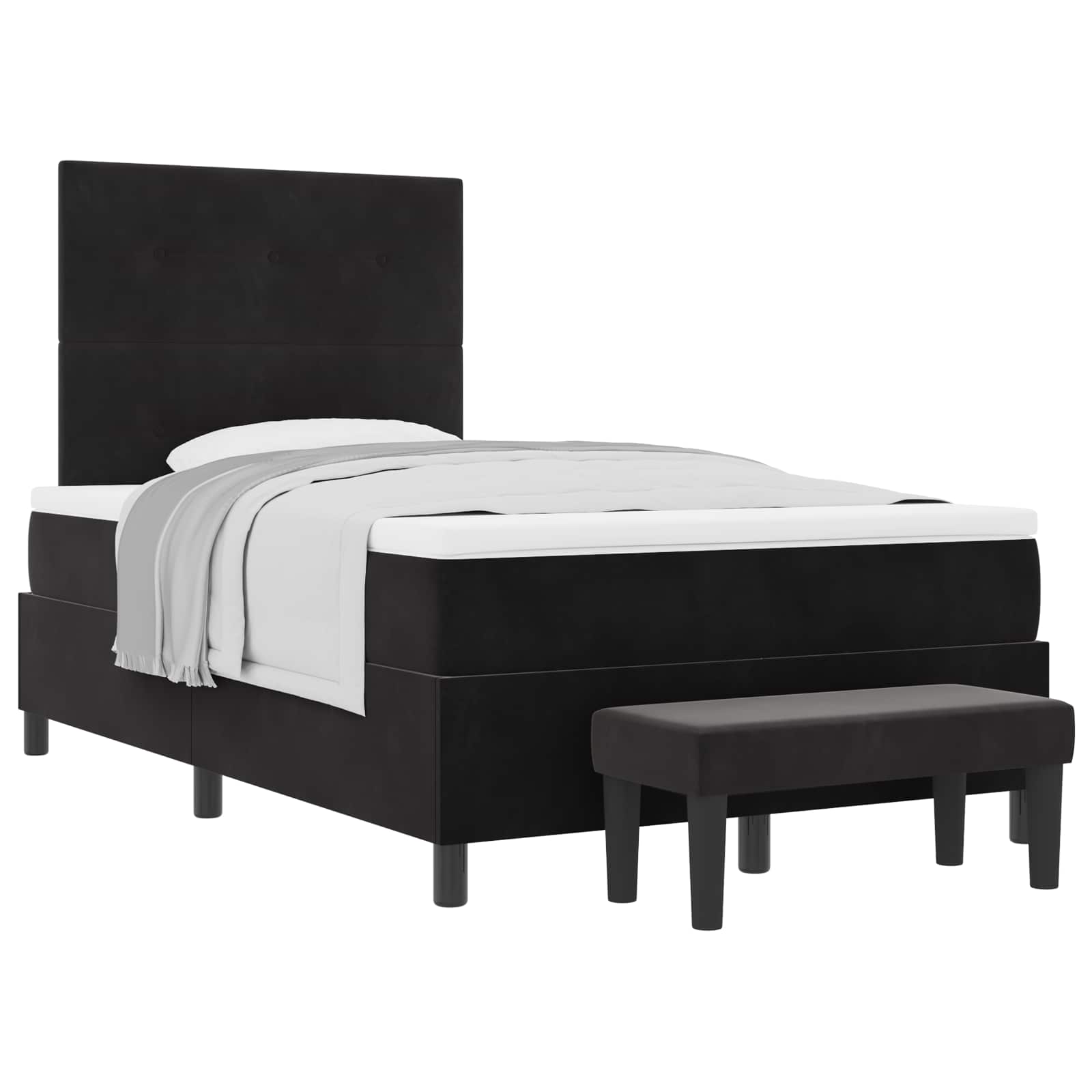 Postel S Boxspringem S Čelo Černá 200 X 120 Cm Samet