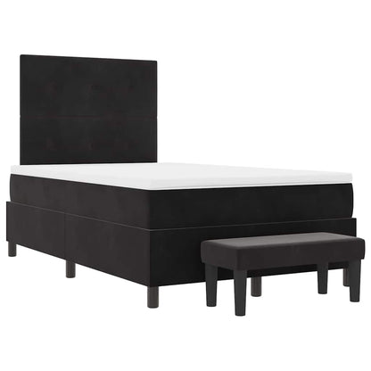 Postel S Boxspringem S Čelo Černá 200 X 120 Cm Samet
