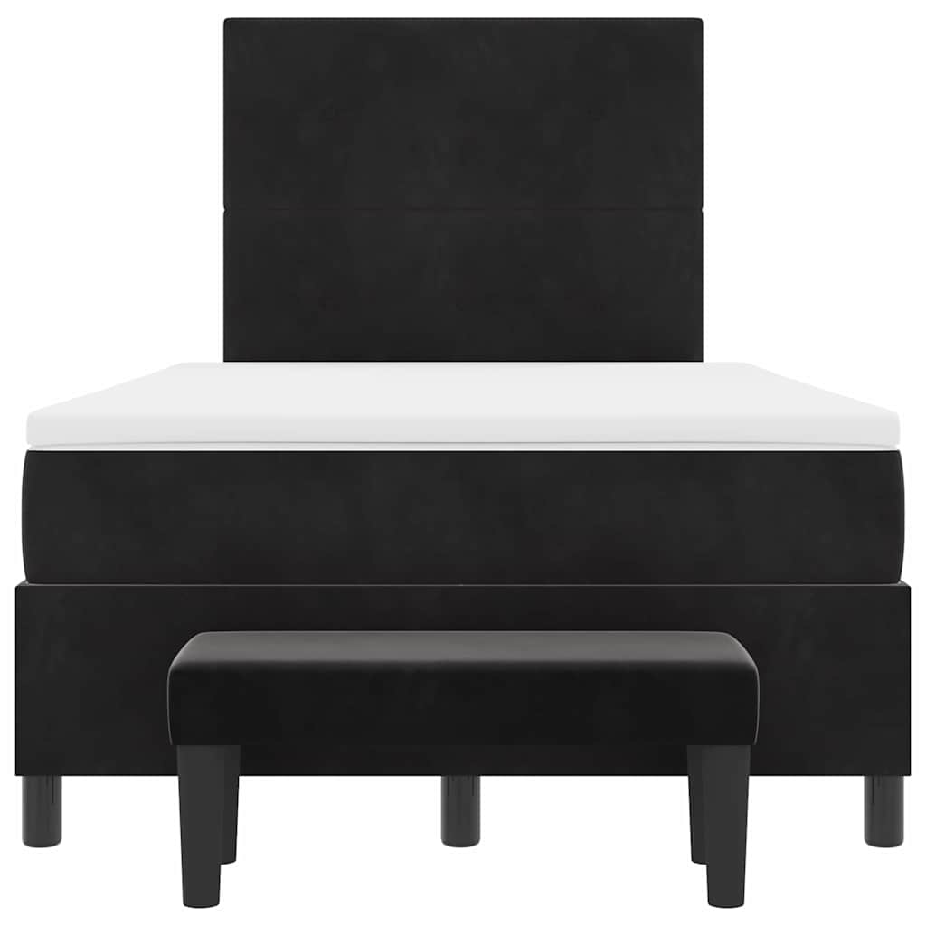 Postel S Boxspringem S Čelo Černá 200 X 120 Cm Samet