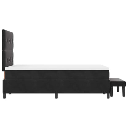 Postel S Boxspringem S Čelo Černá 200 X 120 Cm Samet