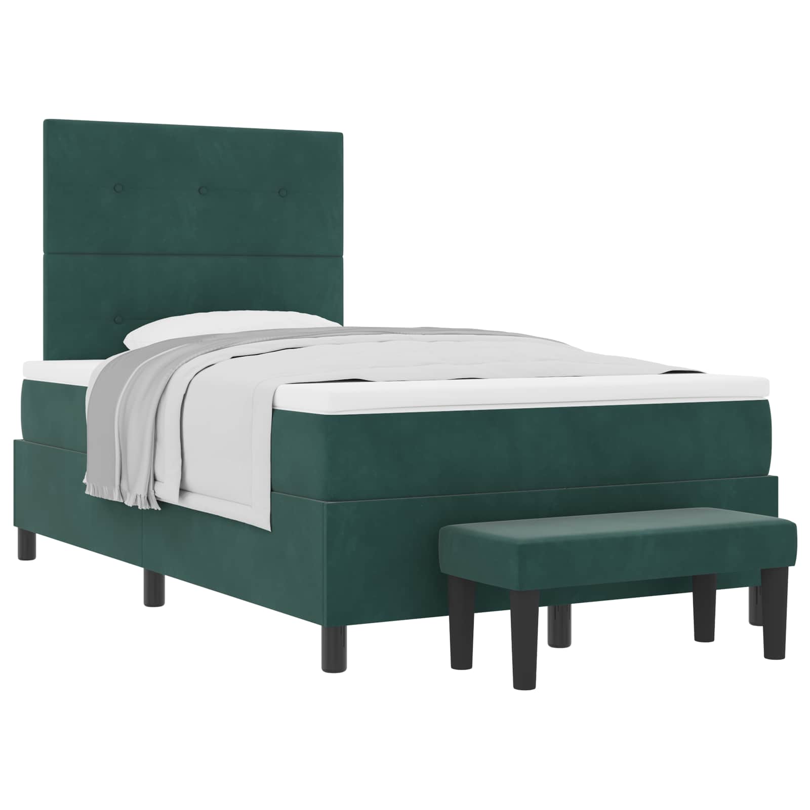 Postel S Boxspringem S Čelo Tmavě Zelená 200 X 120 Cm Samet