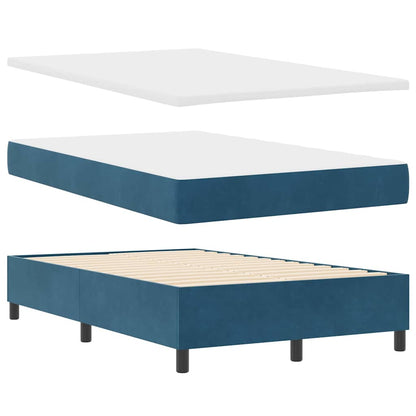 Postel S Boxspringem S Čelo Tmavě Moddrá 200 X 120 Cm Samet