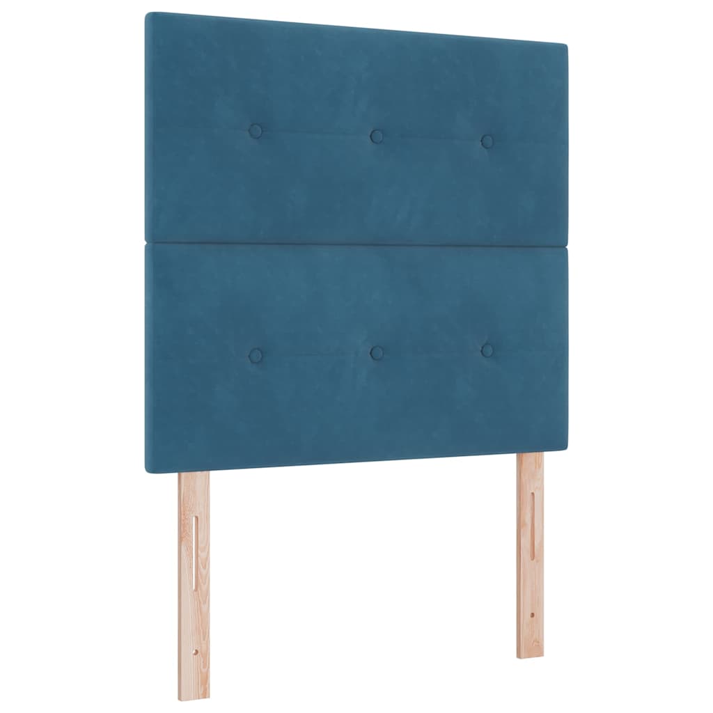 Postel S Boxspringem S Čelo Tmavě Moddrá 200 X 120 Cm Samet