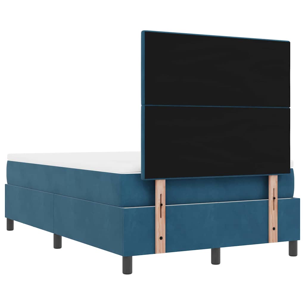 Postel S Boxspringem S Čelo Tmavě Moddrá 200 X 120 Cm Samet