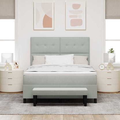 Postel S Boxspringem S Čelo Světle Šedá 190 X 140 Cm Samet