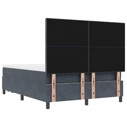 Postel S Boxspringem S Čelo Tmavě Šedá 190 X 140 Cm Samet