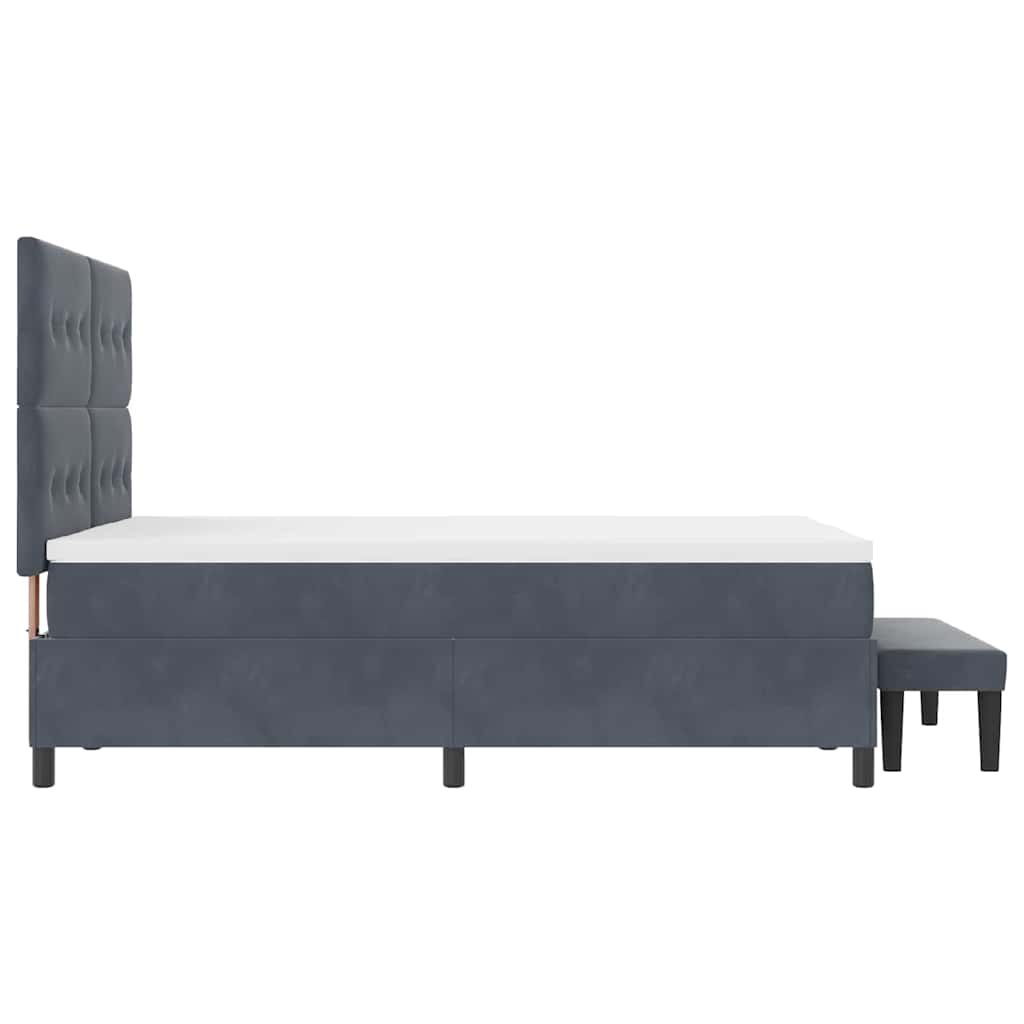 Postel S Boxspringem S Čelo Tmavě Šedá 190 X 140 Cm Samet