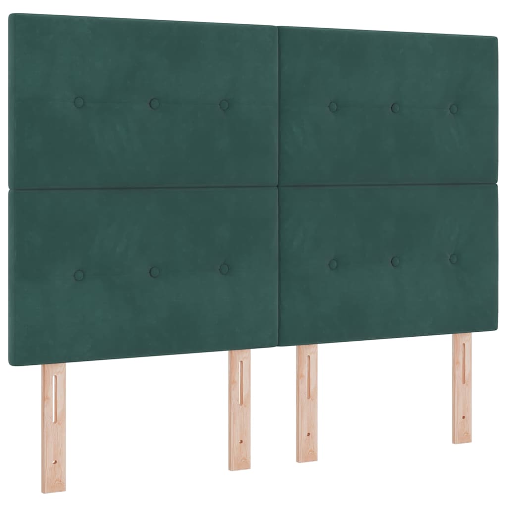 Postel S Boxspringem S Čelo Tmavě Zelená 190 X 140 Cm Samet