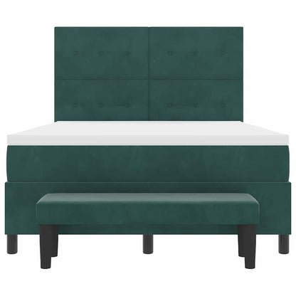 Postel S Boxspringem S Čelo Tmavě Zelená 190 X 140 Cm Samet