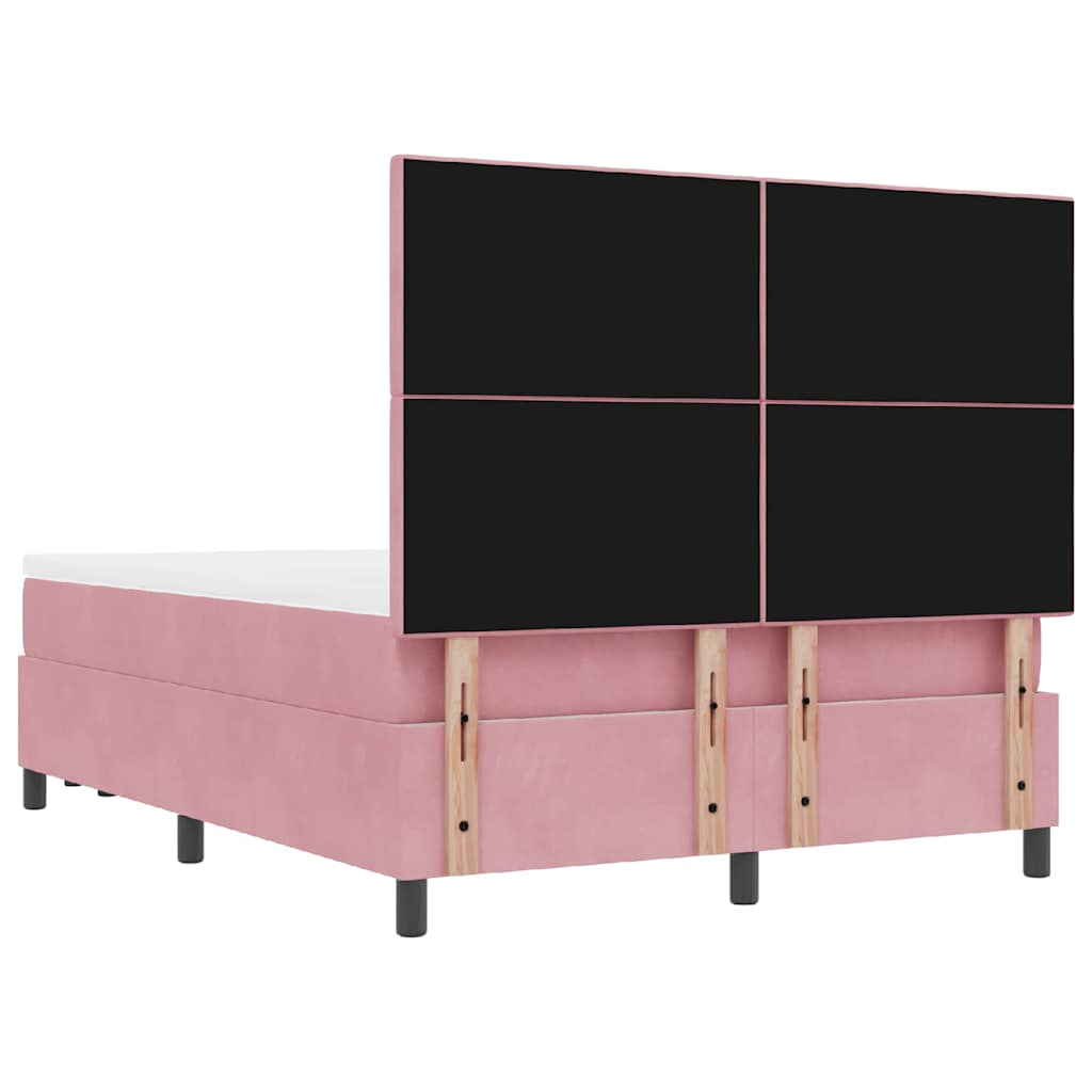Postel S Boxspringem S Polštářem Růžová 190 X 140 Cm Samet