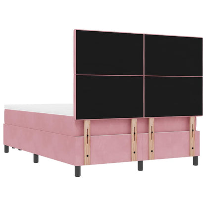 Postel S Boxspringem S Polštářem Růžová 190 X 140 Cm Samet
