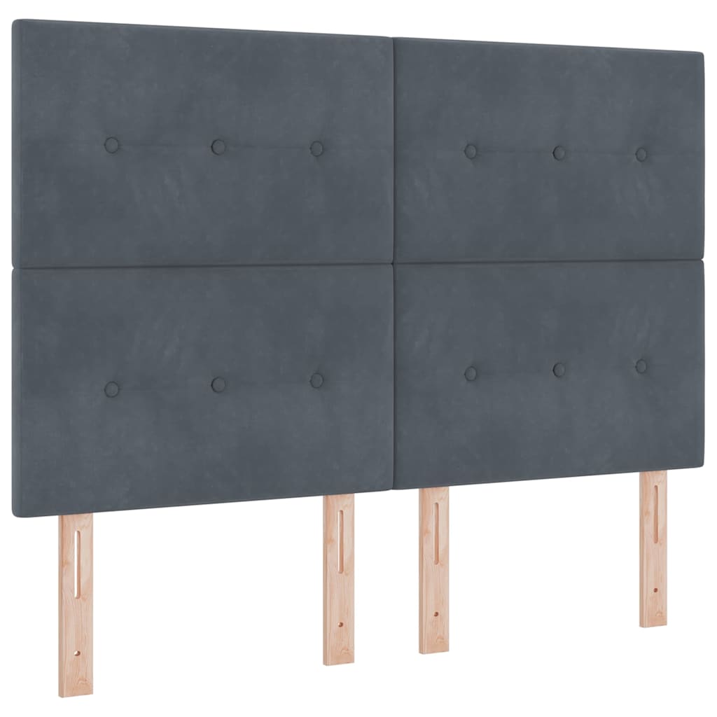Postel S Boxspringem S Čelo Tmavě Šedá 200 X 140 Cm Samet