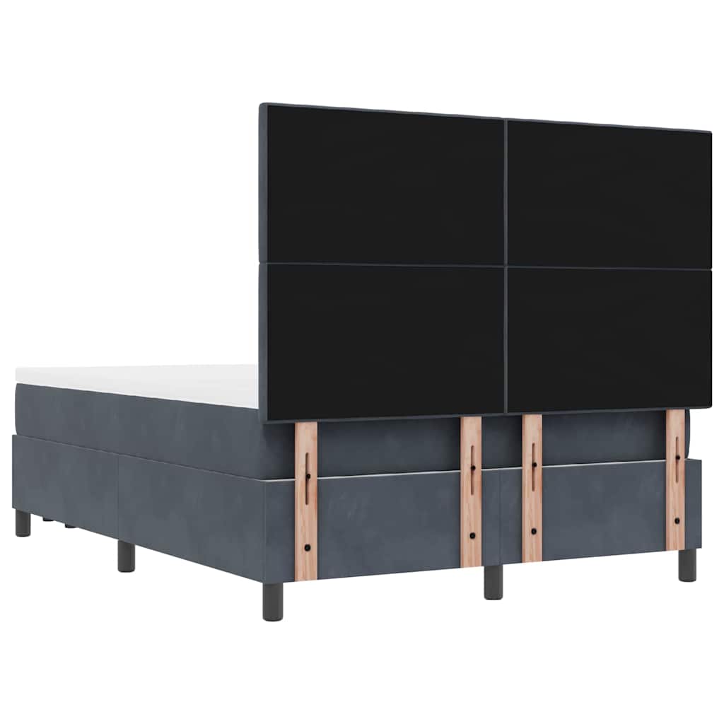 Postel S Boxspringem S Čelo Tmavě Šedá 200 X 140 Cm Samet