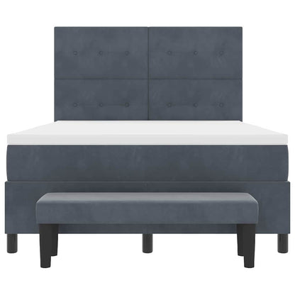 Postel S Boxspringem S Čelo Tmavě Šedá 200 X 140 Cm Samet