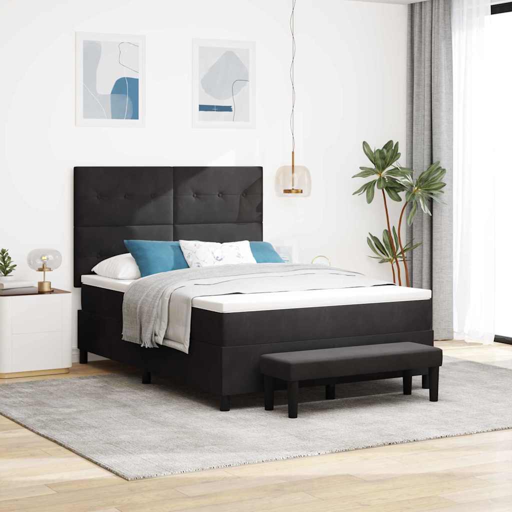 Postel S Boxspringem S Polštářem Černá 200 X 140 Cm Samet