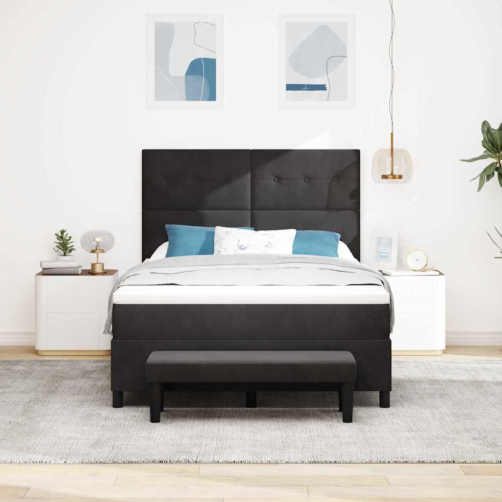 Postel S Boxspringem S Polštářem Černá 200 X 140 Cm Samet