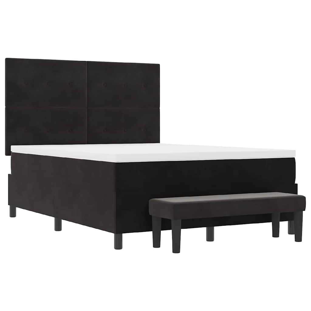 Postel S Boxspringem S Polštářem Černá 200 X 140 Cm Samet