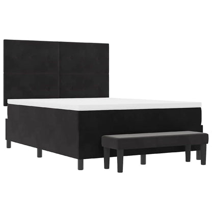 Postel S Boxspringem S Polštářem Černá 200 X 140 Cm Samet