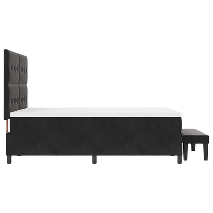Postel S Boxspringem S Polštářem Černá 200 X 140 Cm Samet