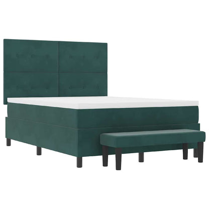 Postel S Boxspringem S Čelo Tmavě Zelená 200 X 140 Cm Samet