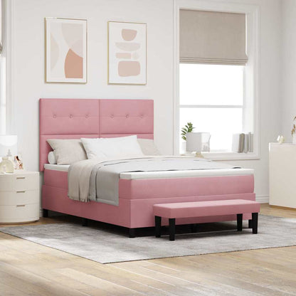 Postel S Boxspringem S Polštářem Růžová 200 X 140 Cm Samet