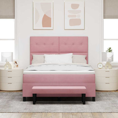 Postel S Boxspringem S Polštářem Růžová 200 X 140 Cm Samet