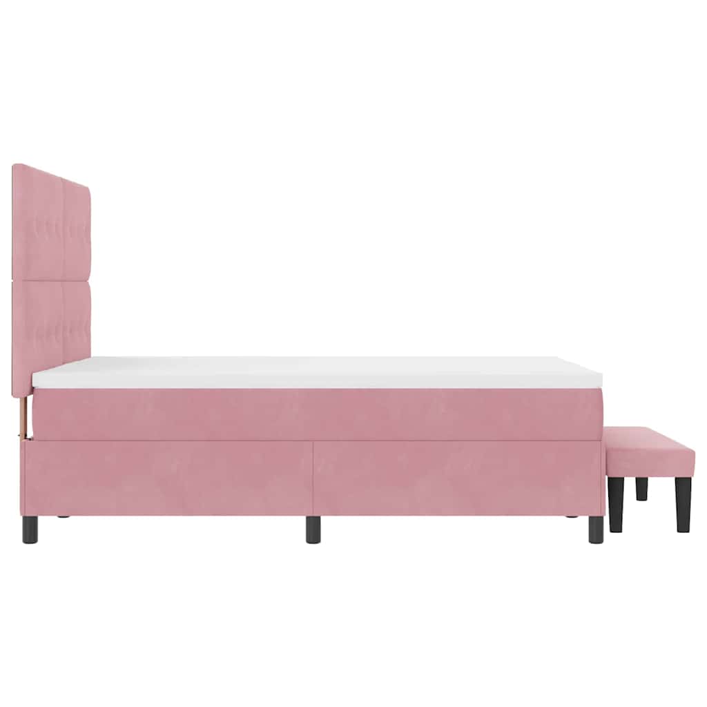 Postel S Boxspringem S Polštářem Růžová 200 X 140 Cm Samet