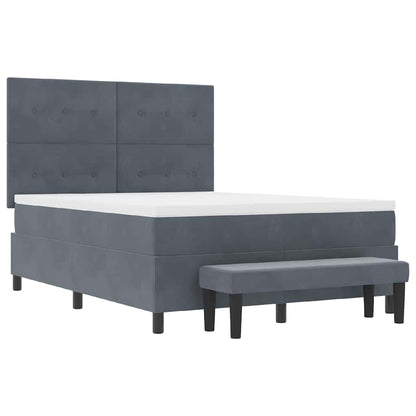 Postel S Boxspringem S Polštářem Tmavě Šedá 200 X 160 Cm Samet