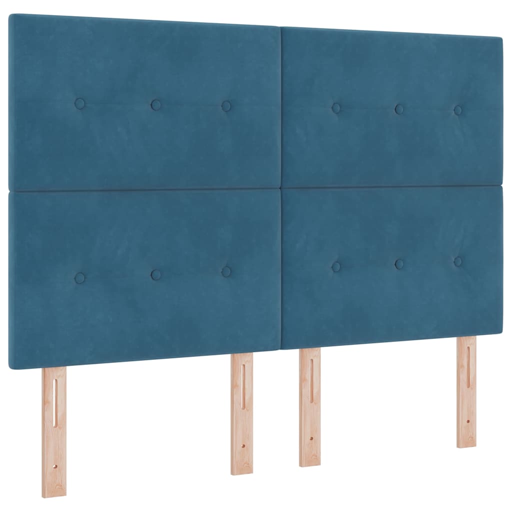 Postel S Boxspringem S Čelo Tmavě Moddrá 200 X 160 Cm Samet