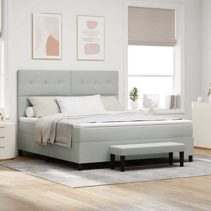 Postel S Boxspringem S Čelo Světle Šedá 200 X 180 Cm Samet