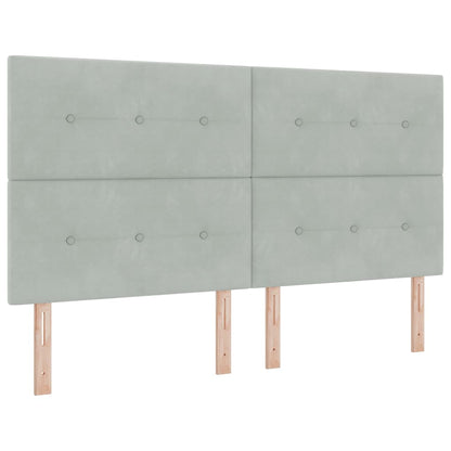 Postel S Boxspringem S Čelo Světle Šedá 200 X 180 Cm Samet