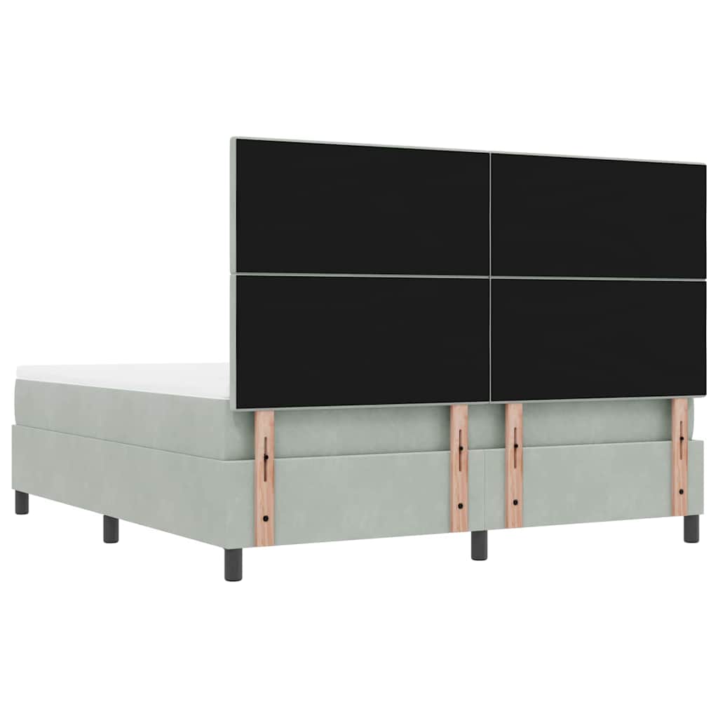 Postel S Boxspringem S Čelo Světle Šedá 200 X 180 Cm Samet