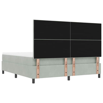 Postel S Boxspringem S Čelo Světle Šedá 200 X 180 Cm Samet