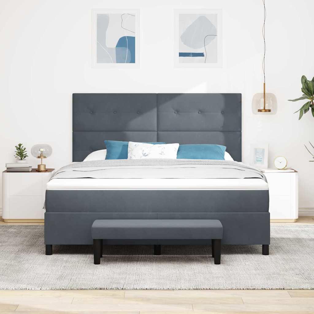 Postel S Boxspringem S Čelo Tmavě Šedá 200 X 180 Cm Samet