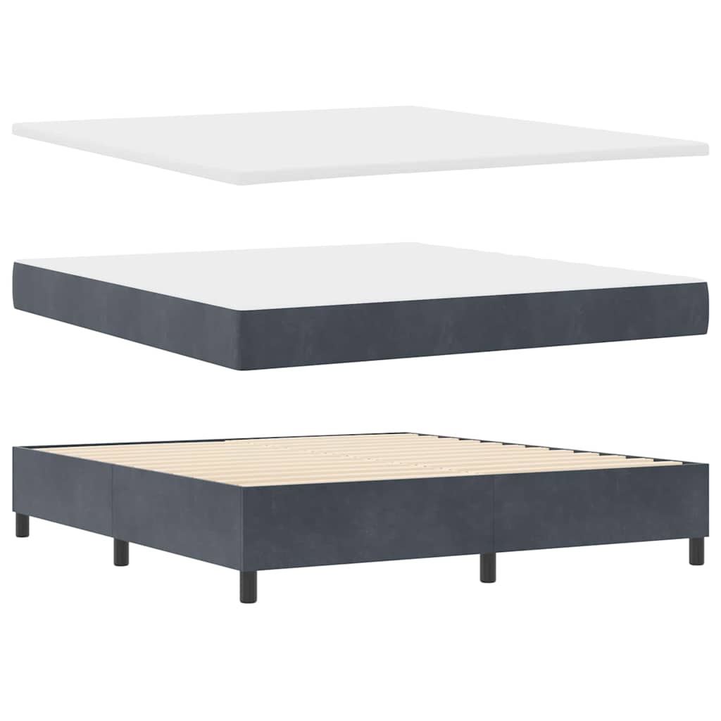 Postel S Boxspringem S Čelo Tmavě Šedá 200 X 180 Cm Samet