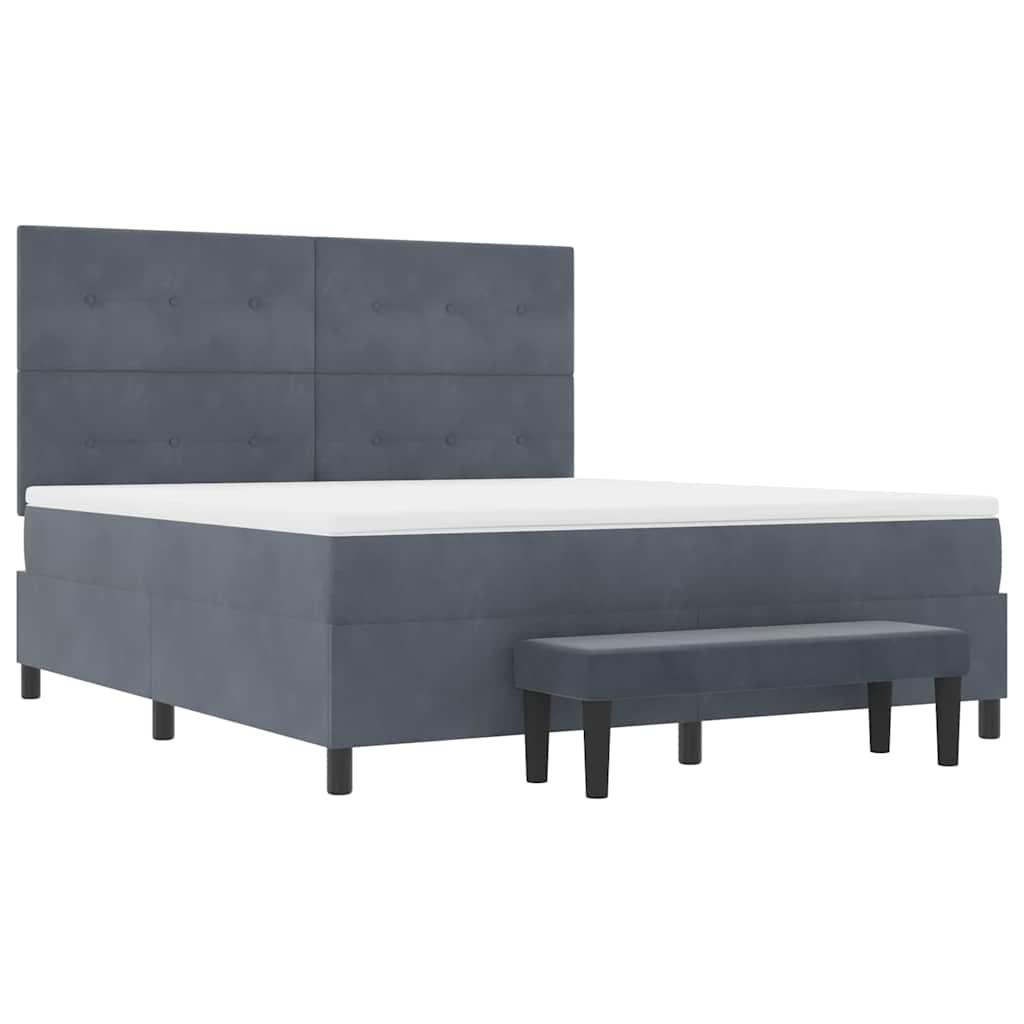 Postel S Boxspringem S Čelo Tmavě Šedá 200 X 180 Cm Samet