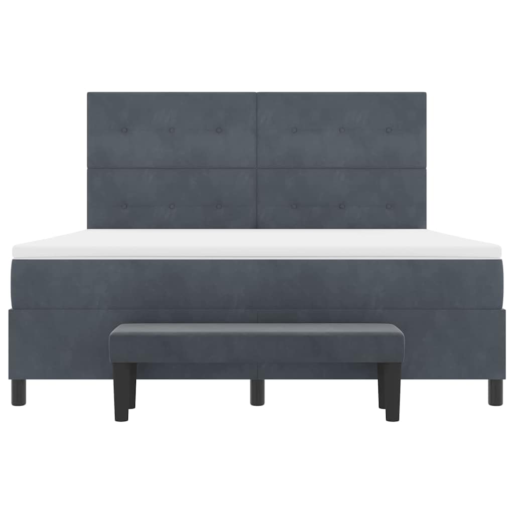 Postel S Boxspringem S Čelo Tmavě Šedá 200 X 180 Cm Samet