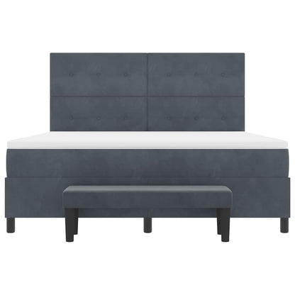 Postel S Boxspringem S Čelo Tmavě Šedá 200 X 180 Cm Samet