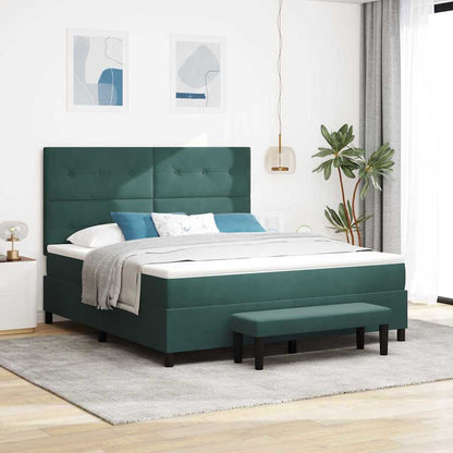 Postel S Boxspringem S Čelo Tmavě Zelená 200 X 180 Cm Samet