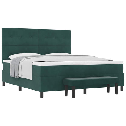 Postel S Boxspringem S Čelo Tmavě Zelená 200 X 180 Cm Samet